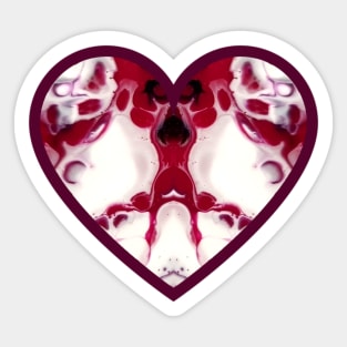 Red/White Paint Pour Heart Sticker